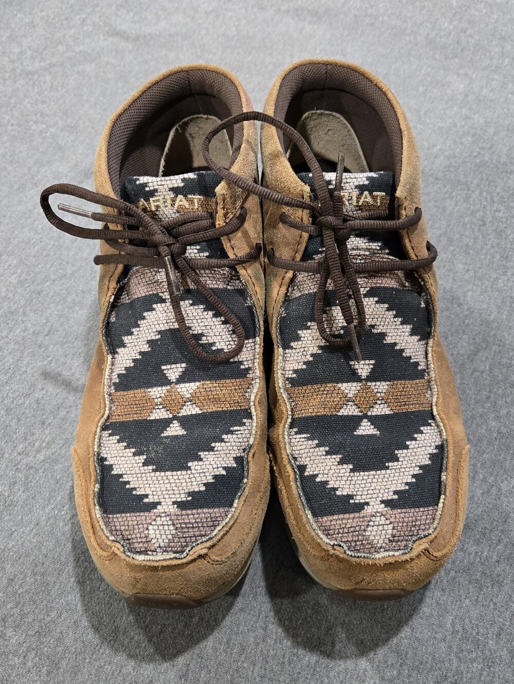 Ariat Spitfire Shoes Mens Size 10 Brown Suede Southwest Serape Moc Toe Chukka